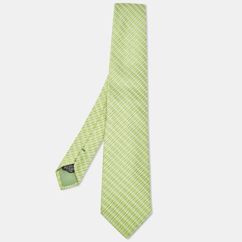 Boss By Hugo Boss Green Check Pattern Silk Tie - Boss By Hugo Boss - Modalova