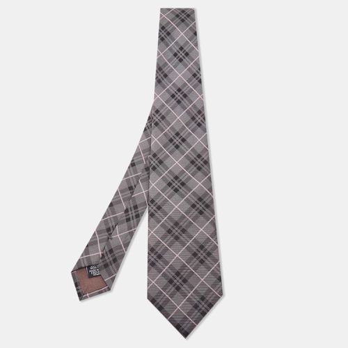 Boss By Hugo Boss Grey Check Patterned Silk Tie - Boss By Hugo Boss - Modalova