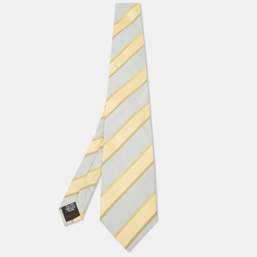 Boss By Hugo Boss Yellow/Blue Diagonal Stripe Textured Silk Tie - Boss By Hugo Boss - Modalova