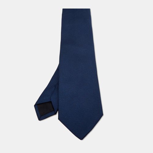 Boss By Hugo Boss Navy Blue Striped Silk Satin Tie - Boss By Hugo Boss - Modalova