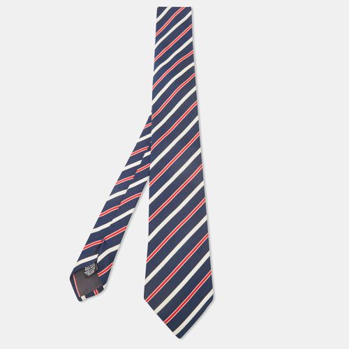 Boss By Hugo Boss Navy Blue Diagonal Striped Silk Tie - Boss By Hugo Boss - Modalova