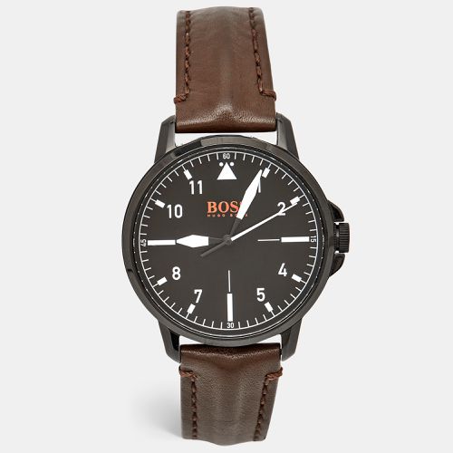 Black Ion Plated Stainless Steel Leather Orange 1550062 Men's Wristwatch 42 mm - Boss By Hugo Boss - Modalova