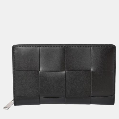 Bottega Veneta Black Leather Intrecciato Zip-Around Long Wallet - Bottega Veneta - Modalova