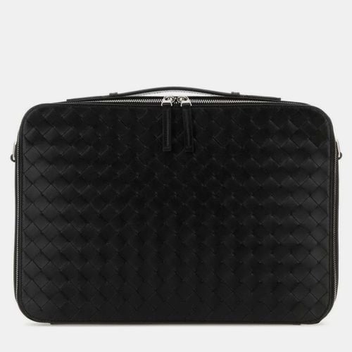 Bottega Veneta Black Intrecciato Leather Zipped Briefcase Bag - Bottega Veneta - Modalova