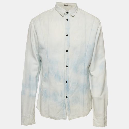 Bottega Veneta Light Blue Washed Effect Cotton Blend Button Front Shirt XL - Bottega Veneta - Modalova