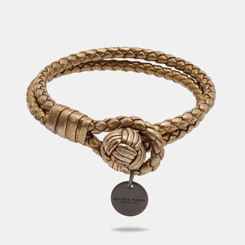 Bottega Veneta Intrecciato Nappa Leather Knot Gunmetal Tone Bracelet - Bottega Veneta - Modalova