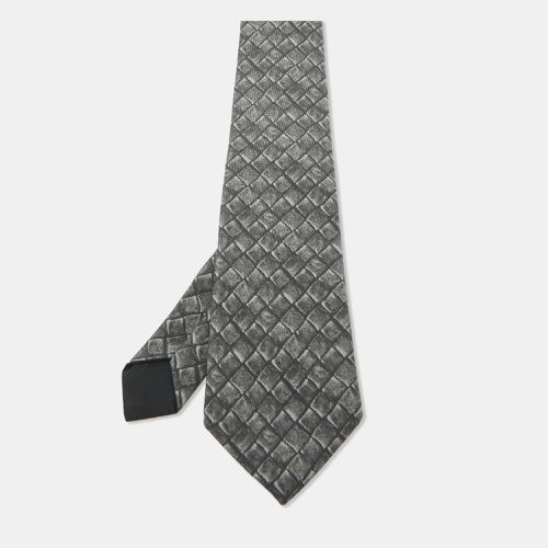 Bottega Veneta Grey Print Silk Tie - Bottega Veneta - Modalova