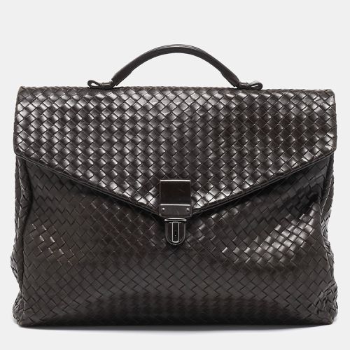 Bottega Veneta Dark Brown Intrecciato Leather Envelope Flap Briefcase - Bottega Veneta - Modalova