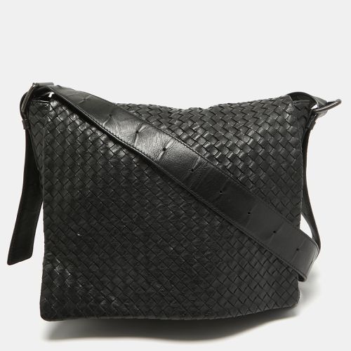 Bottega Veneta Black Intrecciato Leather Flap Messenger Bag - Bottega Veneta - Modalova