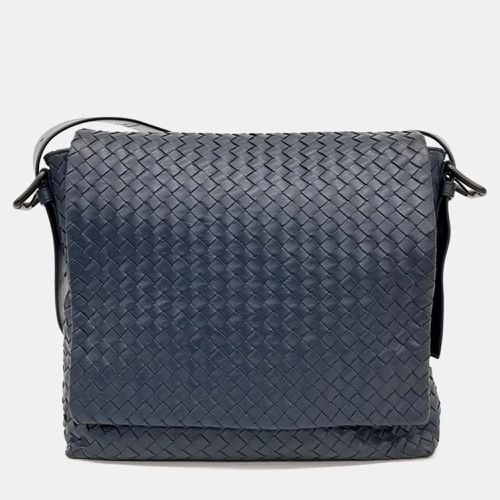 Bottega Veneta Navy Blue Leather Mesh Crossbody Bag - Bottega Veneta - Modalova