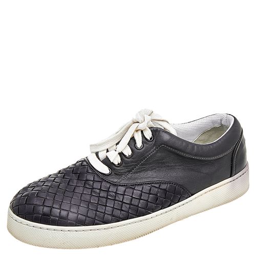 Bottega Veneta Dark Blue/Black Intrecciato Leather Low Top Sneakers Size 42 - Bottega Veneta - Modalova