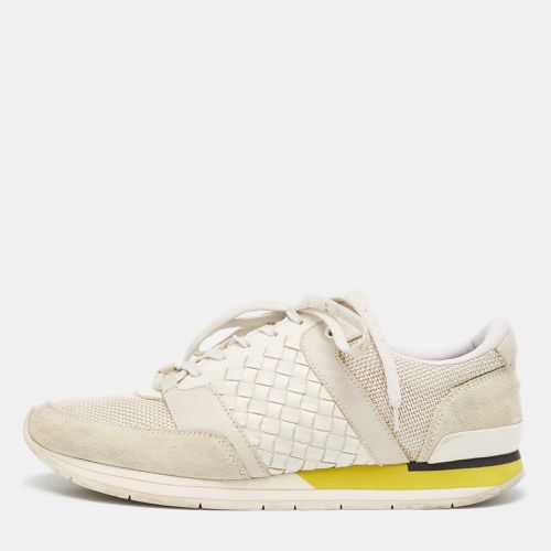 Bottega Veneta White/Grey Intrecciato Leather and Suede Lace Up Sneakers Size 42 - Bottega Veneta - Modalova