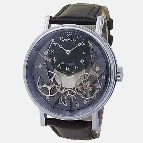 Breguet Tradition 7057BB-G9-9W6 Manual Winding Black Dial 18k White Gold Men's Wristwatch 40 mm - Breguet - Modalova
