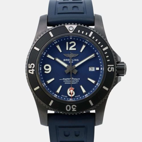 Breitling Stainless Steel Rubber Blue Dial Superocean Watch 22 mm - Breitling - Modalova