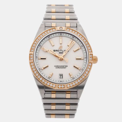 Pre-Owned Breitling Chronomat U10380591A1U1 Silver Automatic 18k Rose Gold Stainless Steel Men's Wristwatch 36 mm - Breitling - Modalova