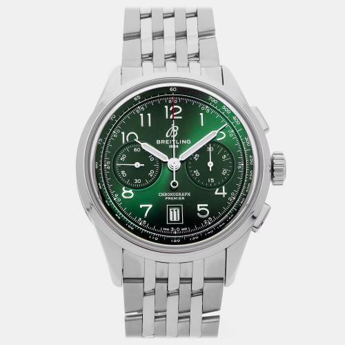 Pre-Owned Breitling Premier B01 Chronograph AB0145371L1A1 Green Automatic Stainless Steel Men's Wristwatch 42 MM - Breitling - Modalova