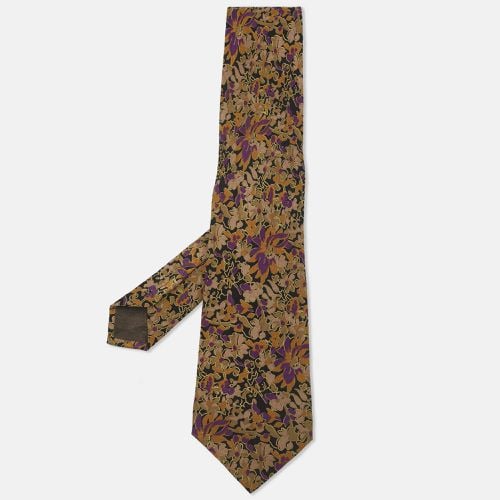 Brioni Brown Floral Printed Silk Tie - Brioni - Modalova