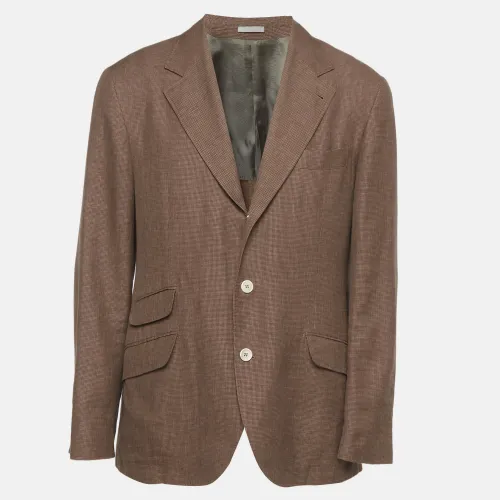 Houndstooth Wool Blend Single Breasted Blazer XXL - Brunello Cucinelli - Modalova