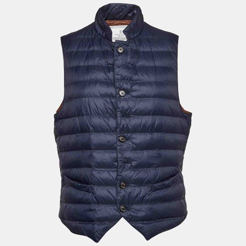 Brunello Cucinelli Navy Blue Synthetic Buttoned Front Puffer Vest L - Brunello Cucinelli - Modalova