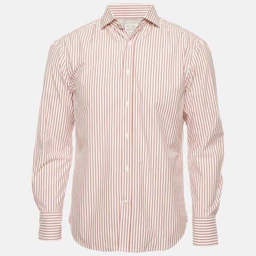 Brunello Cucinelli Red/White Striped Cotton Slim Fit Shirt M - Brunello Cucinelli - Modalova