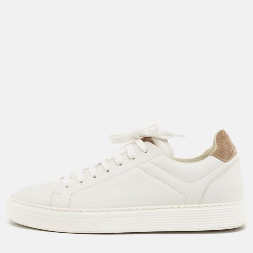 Brunello Cucinelli White/Beige Leather and Suede Low Top Sneakers Size 42 - Brunello Cucinelli - Modalova