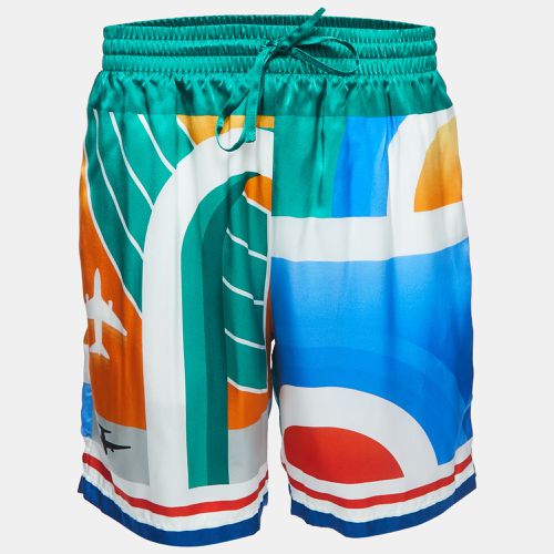 Casablanca Multicolor Logo Print Silk Drawstring Shorts L - Casablanca - Modalova