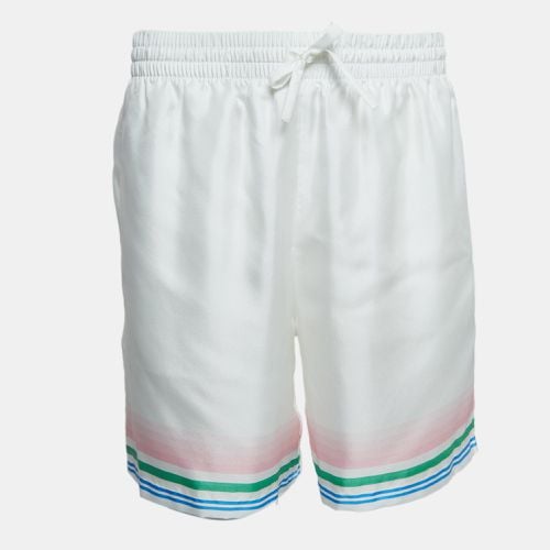 Casablanca Tennis Club Striped Satin Shorts L - Casablanca - Modalova