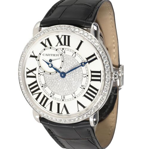 Cartier White Diamonds 18K White Gold Ronde Louis WR007004 Men's Wristwatch 42 MM - Cartier - Modalova