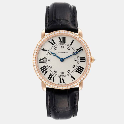 Cartier Silver Diamond 18k Rose Gold Ronde Louis WR000651 Manual Winding Men's Wristwatch 36 mm - Cartier - Modalova