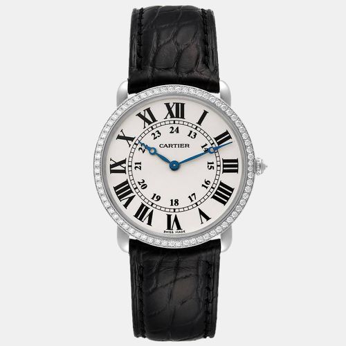 Cartier Silver Diamond 18k White Gold Ronde Louis WR000551 Manual Winding Men's Wristwatch 36 mm - Cartier - Modalova