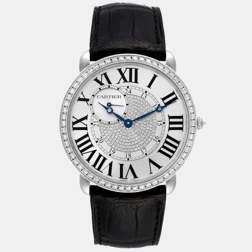 Diamond 18k White Gold Ronde Louis 3269 Manual Winding Men's Wristwatch 42 mm - Cartier - Modalova