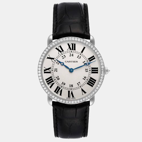 Diamond 18k White Gold Ronde Louis WR000551 Manual Winding Men's Wristwatch 36 mm - Cartier - Modalova