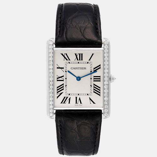 Cartier Silver Diamond 18k White Gold Tank Louis WT200006 Manual Winding Men's Wristwatch 35 mm - Cartier - Modalova