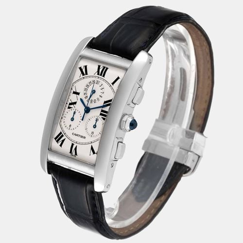 Cartier Silver 18k White Gold Tank Americaine W2603356 Quartz Men's Wristwatch 27 mm - Cartier - Modalova