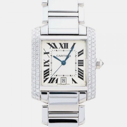 Cartier Silver 18k White Gold Tank Francaise WE1003SF Automatic Men's Wristwatch 28 mm - Cartier - Modalova