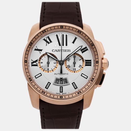 Cartier Silver 18k Rose Gold Calibre de Cartier W7100044 Automatic Men's Wristwatch 42 mm - Cartier - Modalova