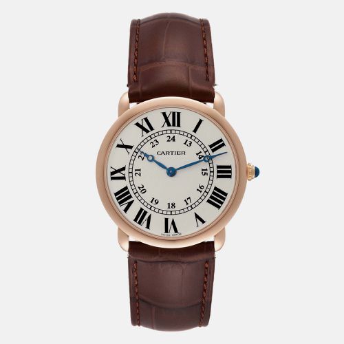 Cartier Ronde Louis Rose Gold Silver Dial Mens Watch W6800251 - Cartier - Modalova