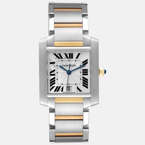 Cartier Tank Francaise Steel Yellow Gold Silver Dial Mens Watch W51005Q4 28.0 mm x 32.0 mm - Cartier - Modalova