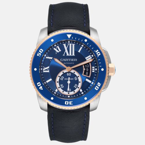 Cartier Calibre Diver Steel Rose Gold Blue Dial Mens Watch W2CA0008 42 mm - Cartier - Modalova