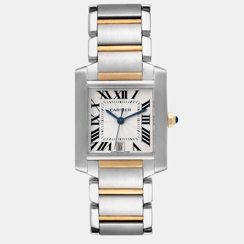 Cartier Tank Francaise Steel Yellow Gold Silver Dial Mens Watch W51005Q4 28.0 mm x 32.0 mm - Cartier - Modalova