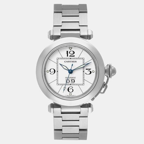 Cartier Pasha C Big Date Midsize Steel White Dial Mens Watch W31055M7 - Cartier - Modalova