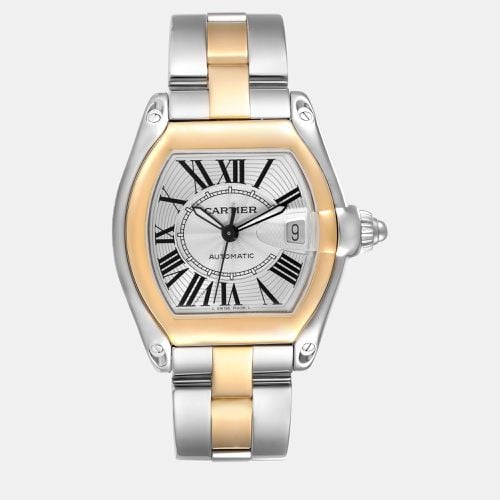 Cartier Roadster Steel Yellow Gold Silver Dial Men's Watch W62031Y4 38 x 43 mm - Cartier - Modalova