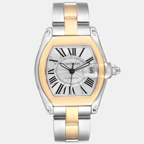 Cartier Roadster Steel Yellow Gold Silver Dial Men's Watch 38 mm - Cartier - Modalova