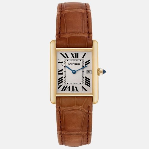 Cartier Tank Louis Yellow Gold Brown Leather Strap Men's Watch W1529756 25 x 33 mm - Cartier - Modalova