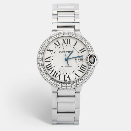 Cartier Silver 18K White Gold Diamond Ballon Bleu WE9009Z3 Men's Wristwatch 42 mm - Cartier - Modalova