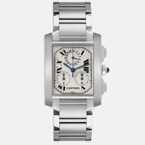 Cartier Tank Francaise Chronoflex Chronograph Steel Men's Watch W51001Q3 37 x 28 mm - Cartier - Modalova