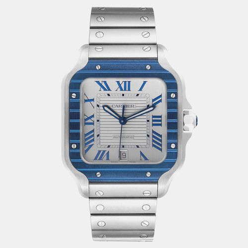 Cartier Santos Large Steel PVD Bezel Silver Dial Men's Watch WSSA0047 39.8 x 47.5 mm - Cartier - Modalova