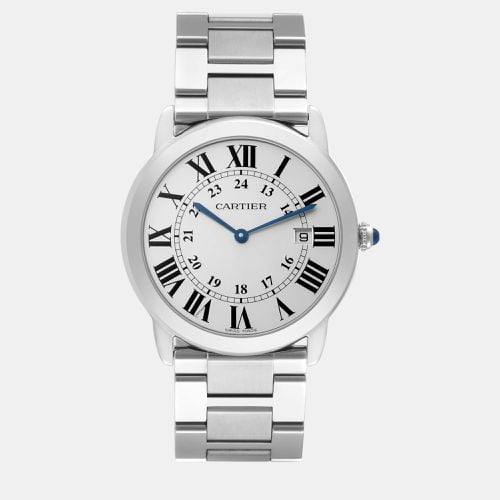 Cartier Silver Stainless Steel Ronde Solo W6701005 Quartz Men's Wristwatch 36 mm - Cartier - Modalova