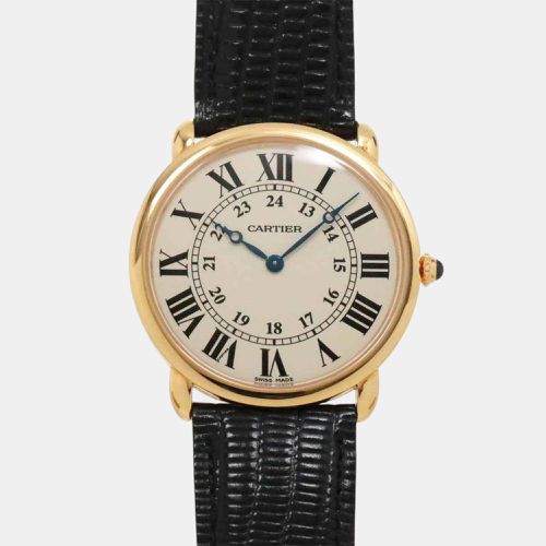 Silver 18k Rose Gold Ronde Louis W6800251 Manual Winding Men's Wristwatch 36 mm - Cartier - Modalova