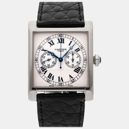 Cartier White 18k White Gold Tank Privee W1555851 Manual Winding Men's Wristwatch 34 mm - Cartier - Modalova